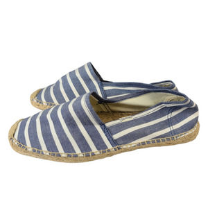 Soludos Blue White Striped Espadrilles Size 9.5 Preppy Nautical Slip On